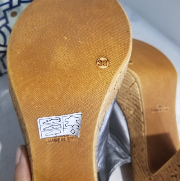 👡 DAVID TYLER SILVER LEATHER PLATFORM SANDALS - Picture 5 of 7